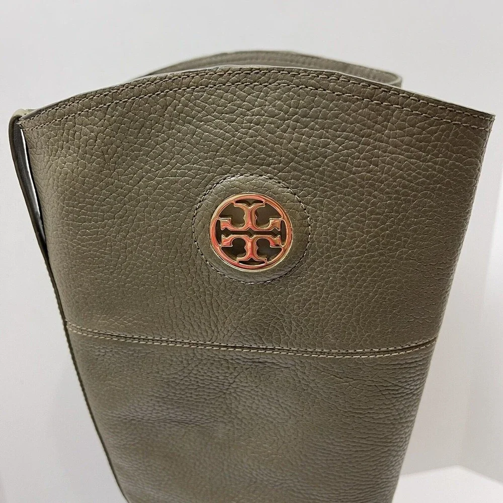 Tory Burch Junction Riding Boot Greenish Gray Low Heal - Picture 3 of 12